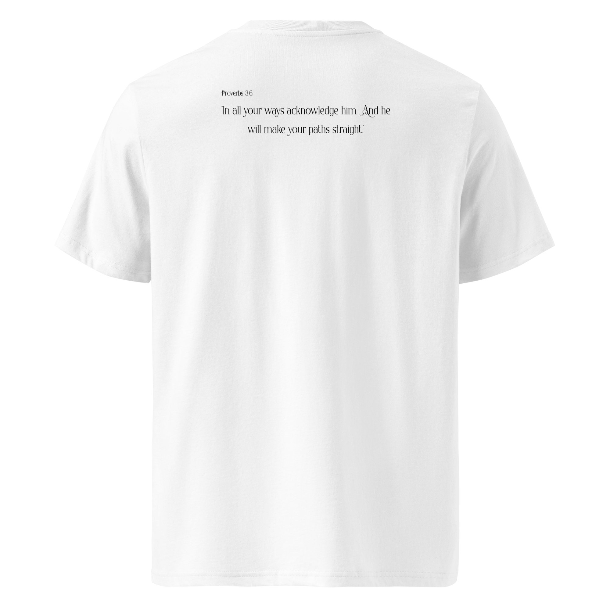 CLVRY Verse Tee — White (back, with verse example)