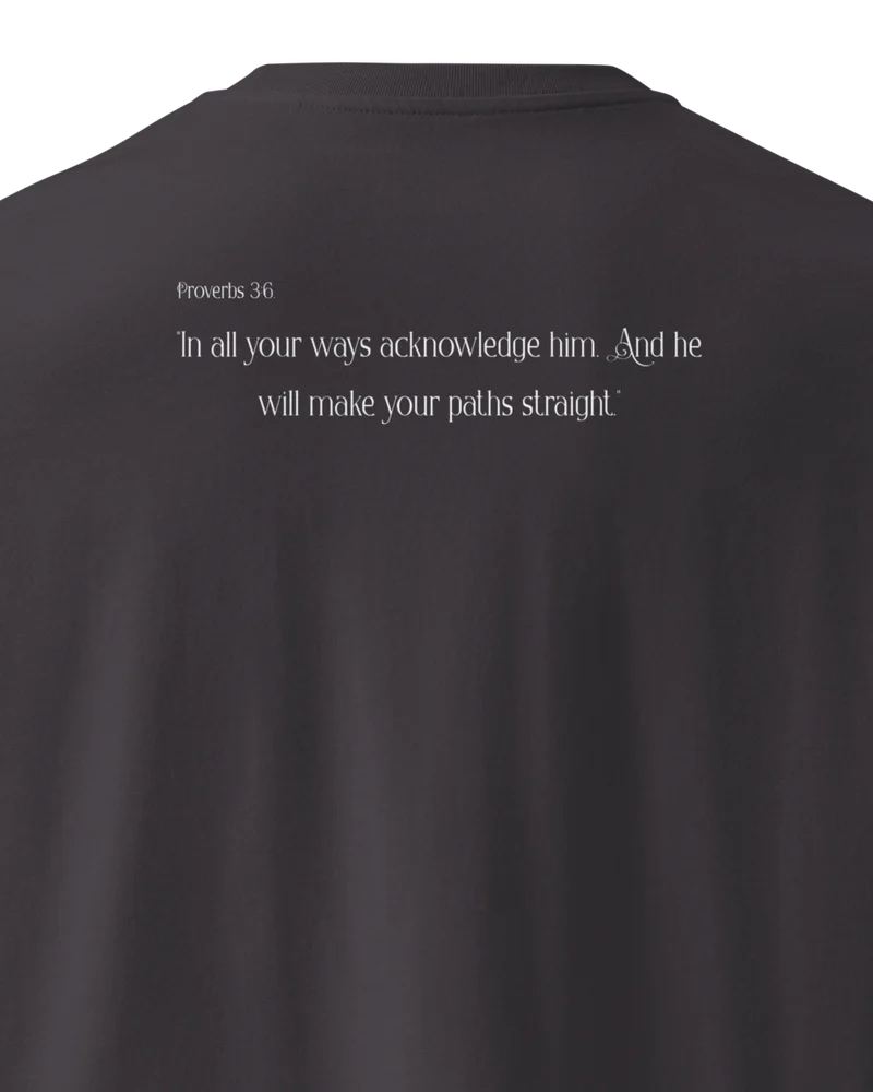 CLVRY Verse Tee — Anthracite (close-up of the printed verse)